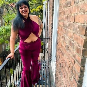 Selena Costume - Burgundy Jumpsuit + Jacket Sz 16